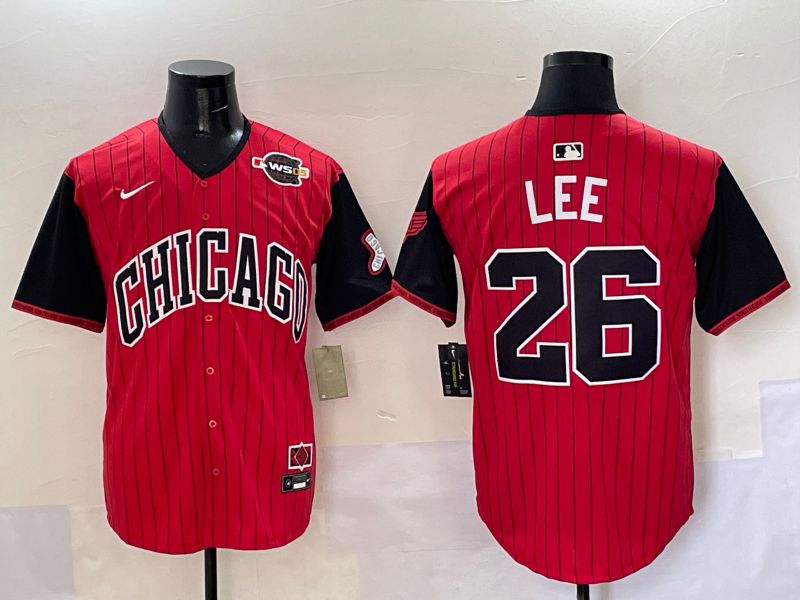 Men Chicago White Sox #26 Lee Red Stripe Joint Name Nike 2025 MLB Jersey style 6